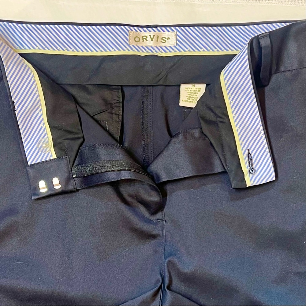 Orvis Navy Capris Wrinkle-Free‎ Cropped Chinos Sz 14 EUC - Picture 4 of 15